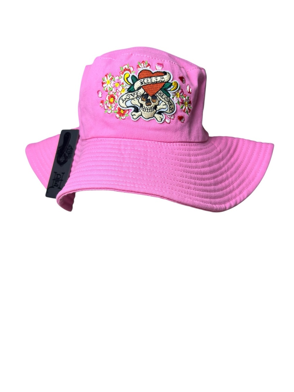 Ed Hardy NWT Pink Skull Patch Womens OS Bucket Hat